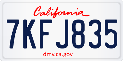 CA license plate 7KFJ835