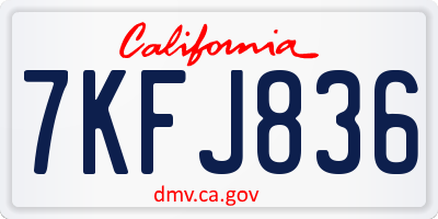 CA license plate 7KFJ836