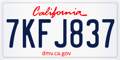CA license plate 7KFJ837