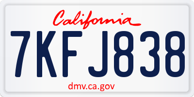 CA license plate 7KFJ838