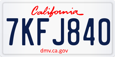 CA license plate 7KFJ840