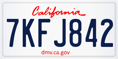 CA license plate 7KFJ842