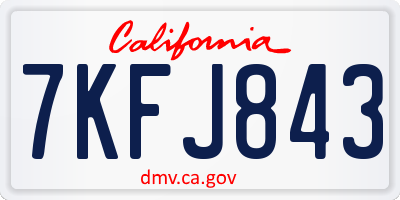 CA license plate 7KFJ843