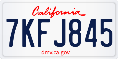 CA license plate 7KFJ845
