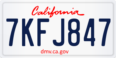 CA license plate 7KFJ847