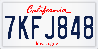 CA license plate 7KFJ848