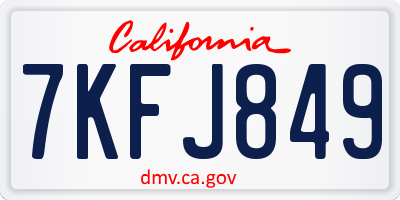 CA license plate 7KFJ849