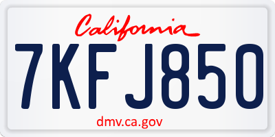 CA license plate 7KFJ850
