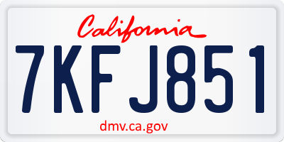 CA license plate 7KFJ851