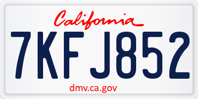 CA license plate 7KFJ852