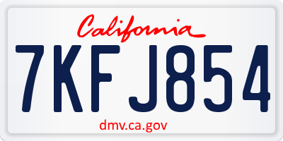 CA license plate 7KFJ854