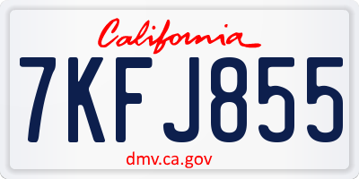 CA license plate 7KFJ855