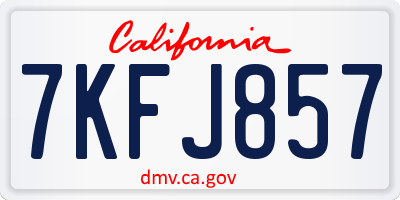 CA license plate 7KFJ857