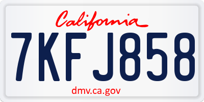 CA license plate 7KFJ858