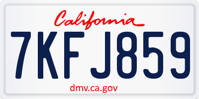 CA license plate 7KFJ859