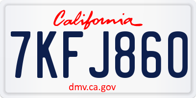 CA license plate 7KFJ860
