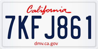 CA license plate 7KFJ861