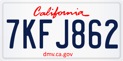 CA license plate 7KFJ862