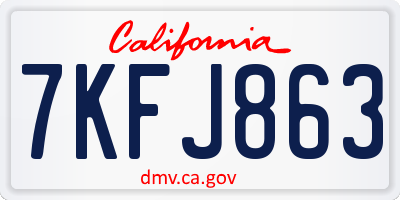 CA license plate 7KFJ863
