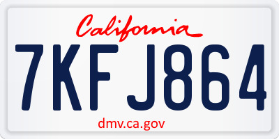 CA license plate 7KFJ864