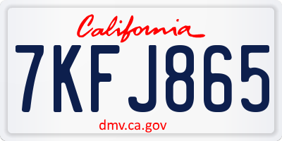 CA license plate 7KFJ865