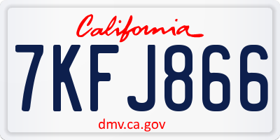 CA license plate 7KFJ866
