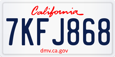 CA license plate 7KFJ868