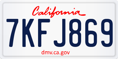 CA license plate 7KFJ869