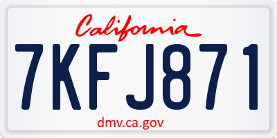 CA license plate 7KFJ871