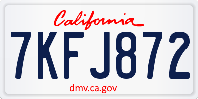 CA license plate 7KFJ872