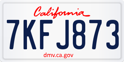 CA license plate 7KFJ873