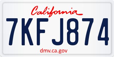 CA license plate 7KFJ874