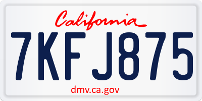 CA license plate 7KFJ875