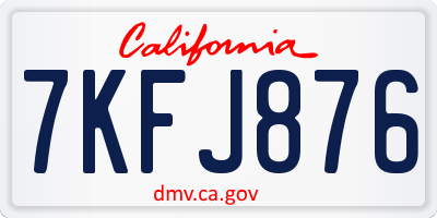CA license plate 7KFJ876