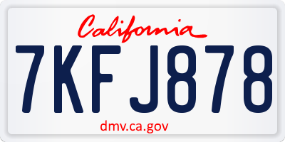 CA license plate 7KFJ878