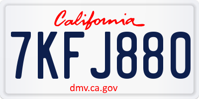 CA license plate 7KFJ880