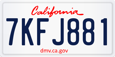 CA license plate 7KFJ881