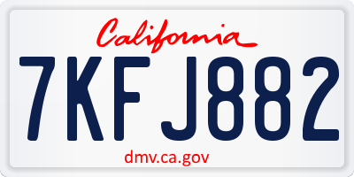 CA license plate 7KFJ882