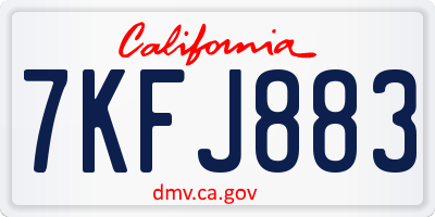CA license plate 7KFJ883