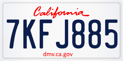 CA license plate 7KFJ885