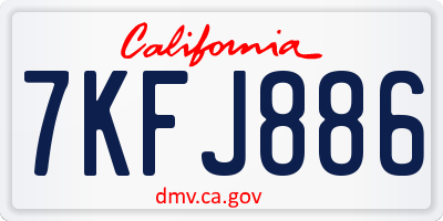 CA license plate 7KFJ886