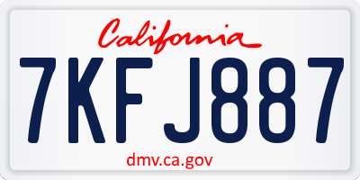 CA license plate 7KFJ887