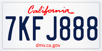 CA license plate 7KFJ888