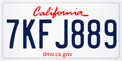 CA license plate 7KFJ889