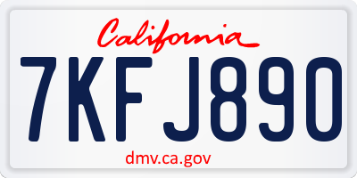 CA license plate 7KFJ890