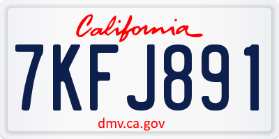 CA license plate 7KFJ891