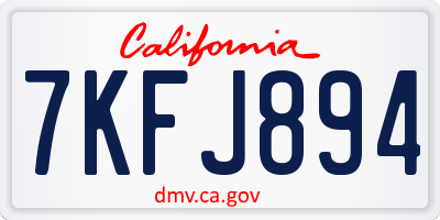 CA license plate 7KFJ894