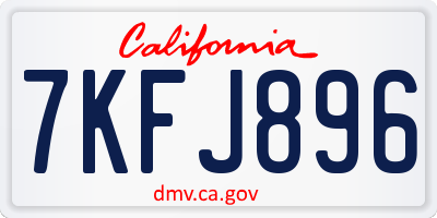 CA license plate 7KFJ896