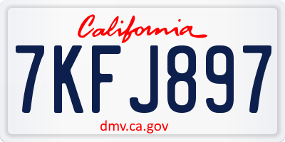 CA license plate 7KFJ897