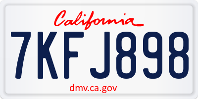 CA license plate 7KFJ898